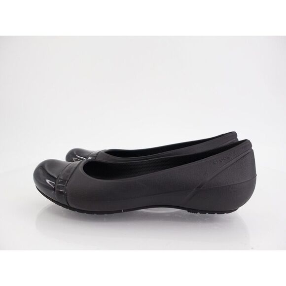 CROCS Women's Cap Toe Ballet Flats Size 7 Black Rubber Slip On Rubber Light Shoe - Picture 5 of 10